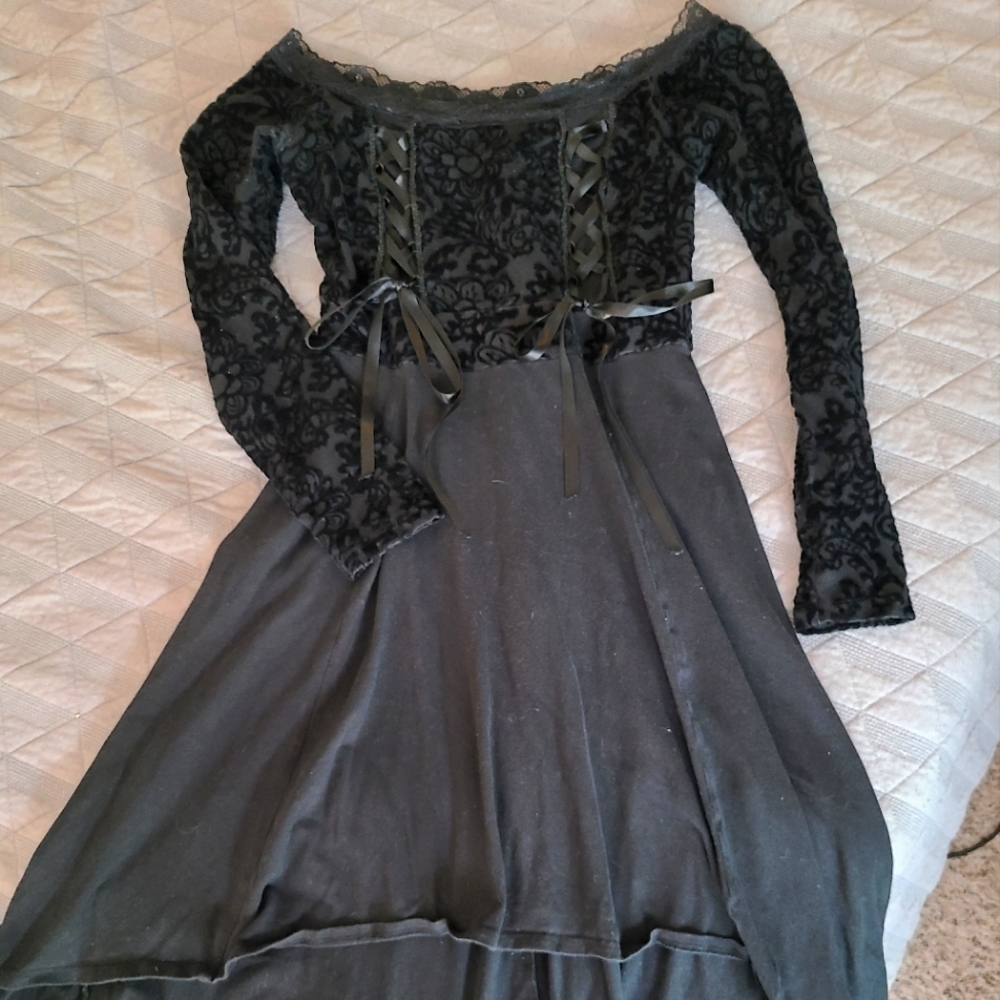 Royal Bones Juniors Velvet Floral HiLo Dress